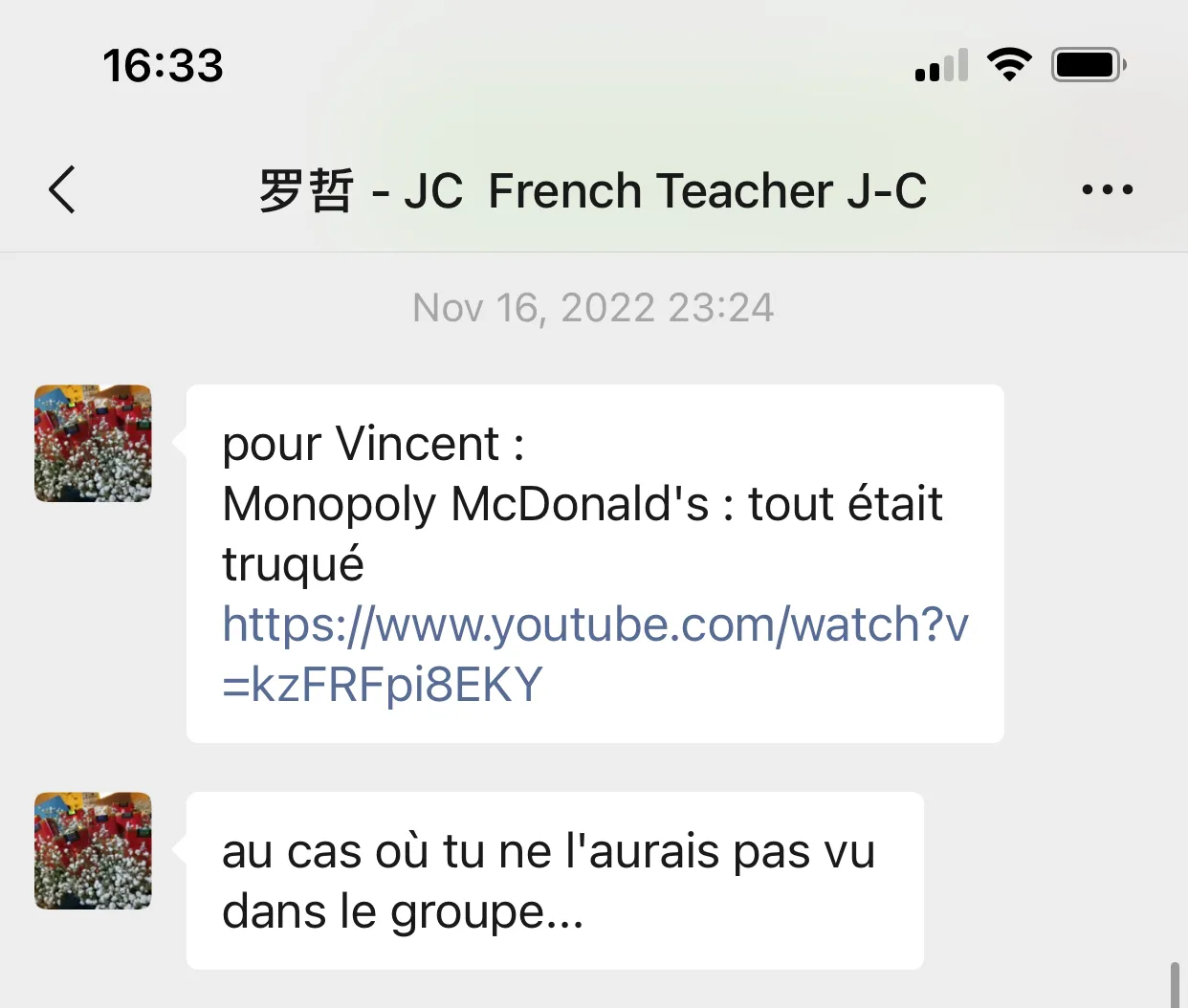 Message from Jean-Christophe Voyer, November 16, 2022